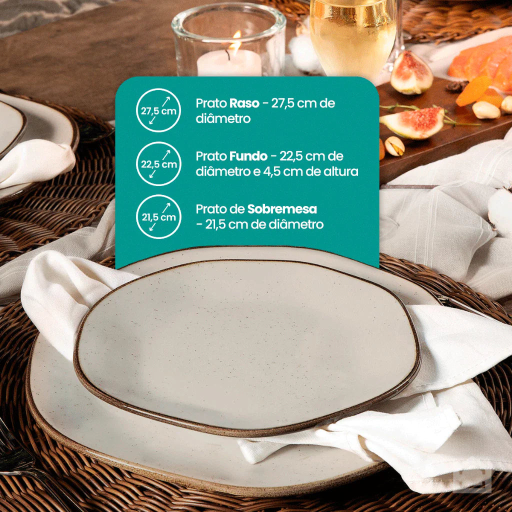 Aparelho de Jantar e Chá Ryo Maresia 20 Peças em Porcelana